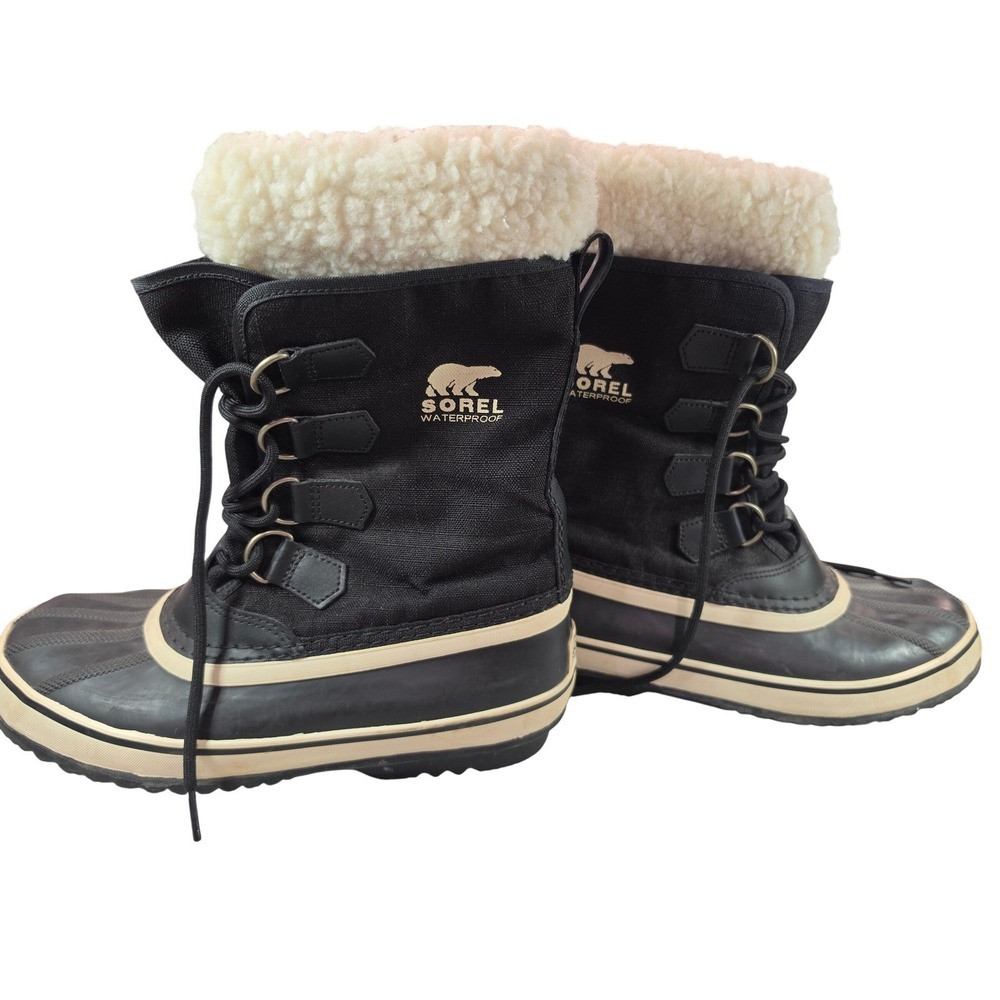 Sorel Winter Carnival Waterproof Snow Boots Black Faux Fur NL1495-011 Womens 8.5
